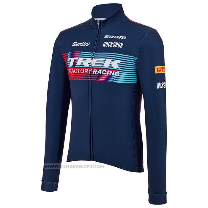 2023 Maillot Cyclisme Trek Factory Bleu Manches Longues et Cuissard